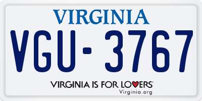 VA license plate VGU3767