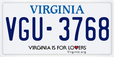 VA license plate VGU3768