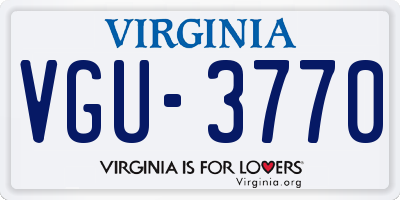 VA license plate VGU3770