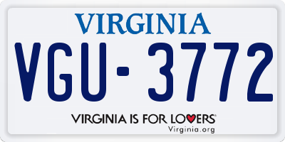 VA license plate VGU3772