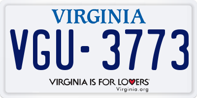 VA license plate VGU3773