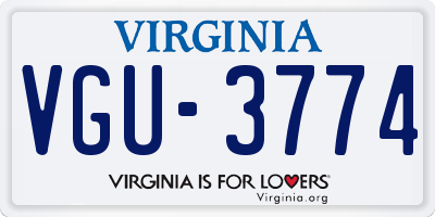 VA license plate VGU3774