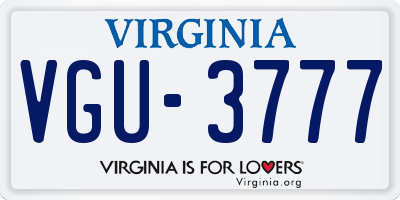 VA license plate VGU3777