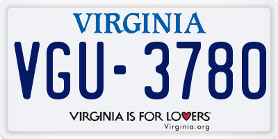 VA license plate VGU3780