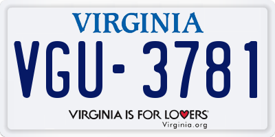 VA license plate VGU3781