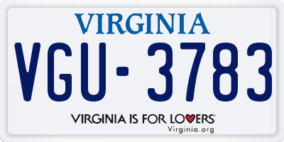 VA license plate VGU3783