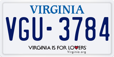 VA license plate VGU3784