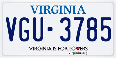 VA license plate VGU3785