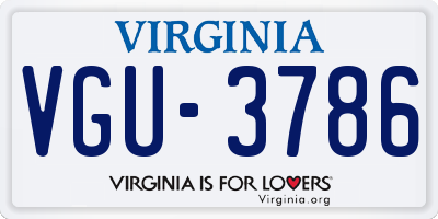 VA license plate VGU3786