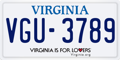 VA license plate VGU3789