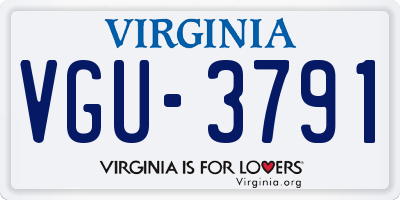 VA license plate VGU3791