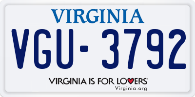 VA license plate VGU3792