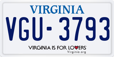 VA license plate VGU3793