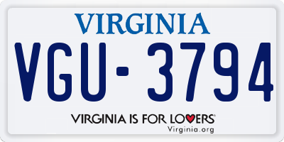 VA license plate VGU3794