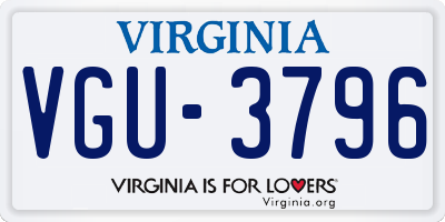 VA license plate VGU3796