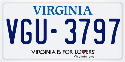 VA license plate VGU3797