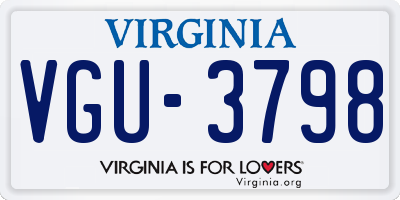 VA license plate VGU3798
