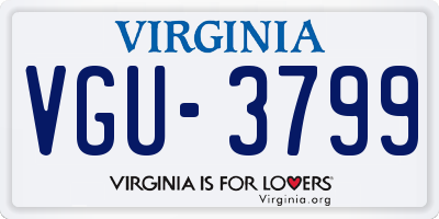 VA license plate VGU3799