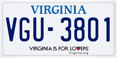 VA license plate VGU3801
