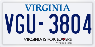 VA license plate VGU3804
