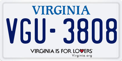 VA license plate VGU3808