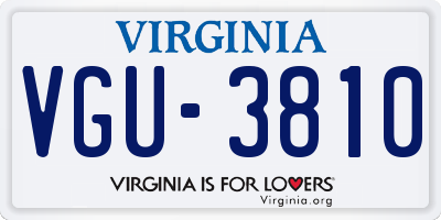 VA license plate VGU3810