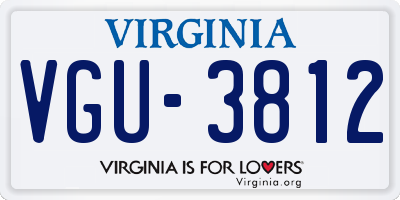 VA license plate VGU3812