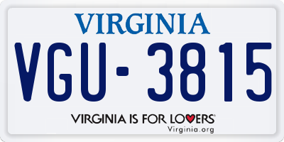 VA license plate VGU3815