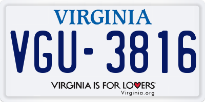 VA license plate VGU3816