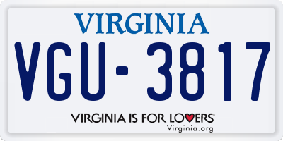 VA license plate VGU3817