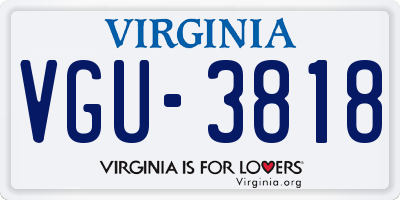 VA license plate VGU3818