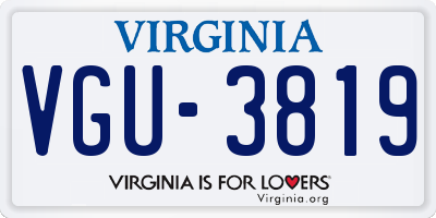 VA license plate VGU3819