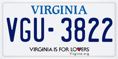 VA license plate VGU3822