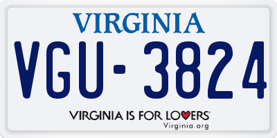 VA license plate VGU3824