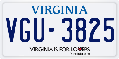 VA license plate VGU3825