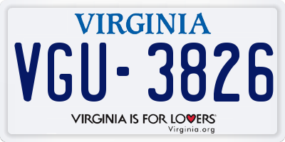 VA license plate VGU3826