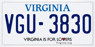VA license plate VGU3830