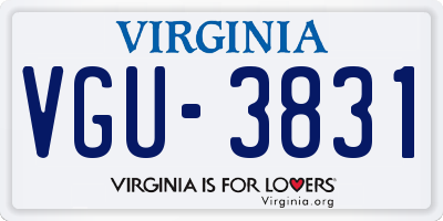 VA license plate VGU3831