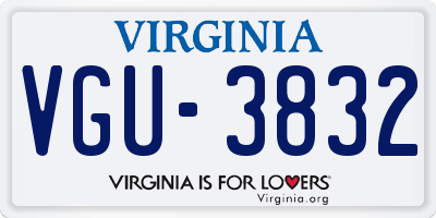 VA license plate VGU3832