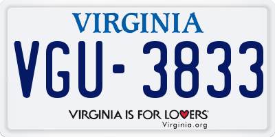 VA license plate VGU3833