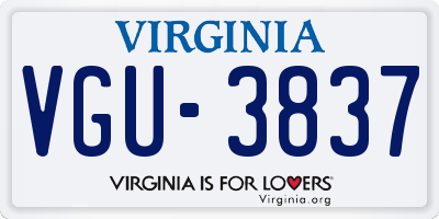 VA license plate VGU3837