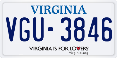 VA license plate VGU3846