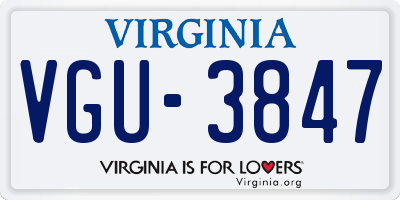 VA license plate VGU3847