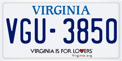 VA license plate VGU3850
