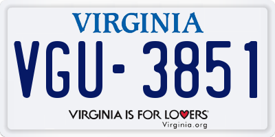VA license plate VGU3851