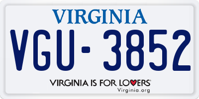 VA license plate VGU3852