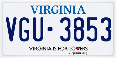 VA license plate VGU3853
