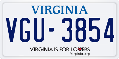 VA license plate VGU3854