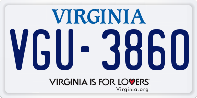 VA license plate VGU3860