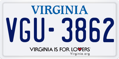 VA license plate VGU3862